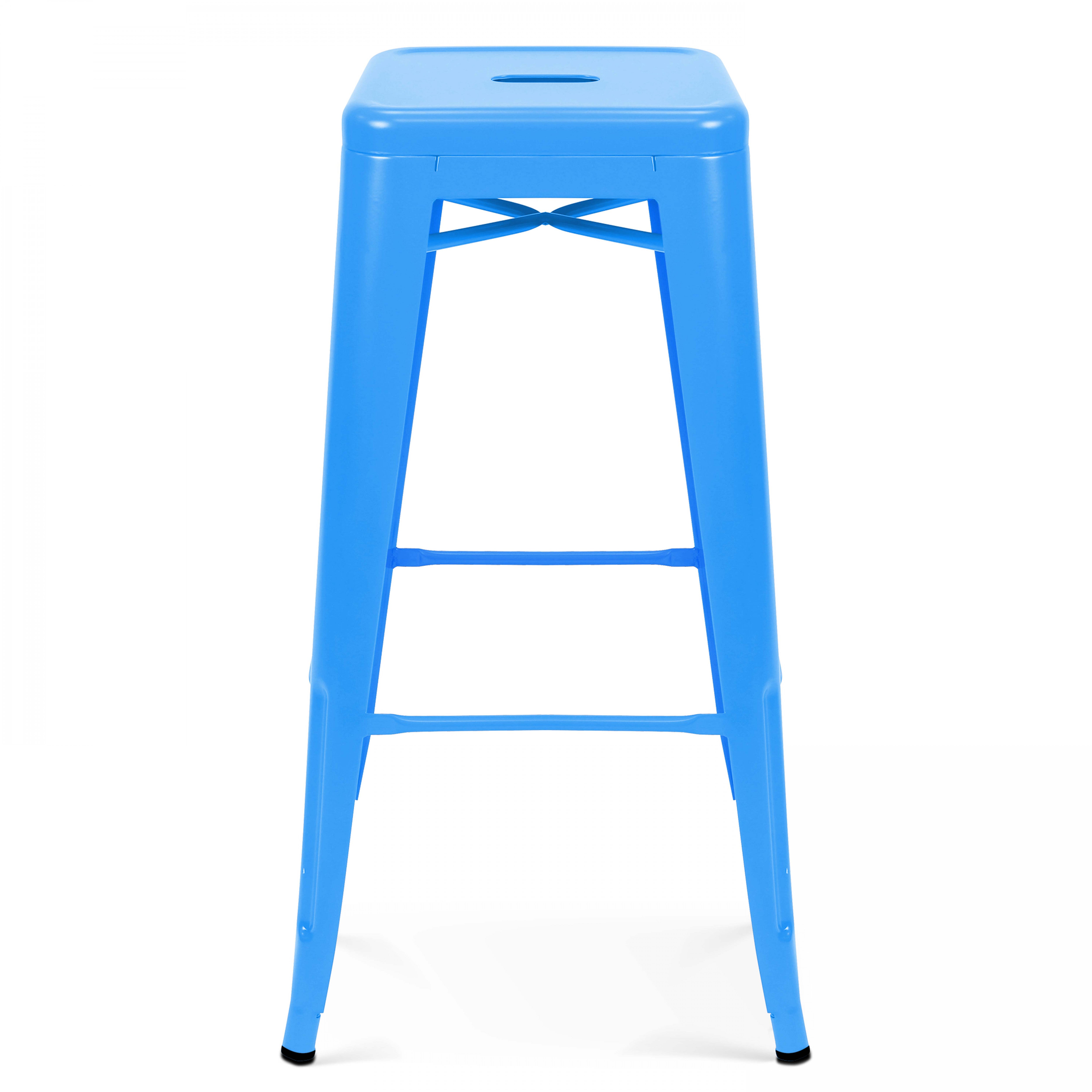 Lot de 4 tabourets de bar en acier bleu mat - 3