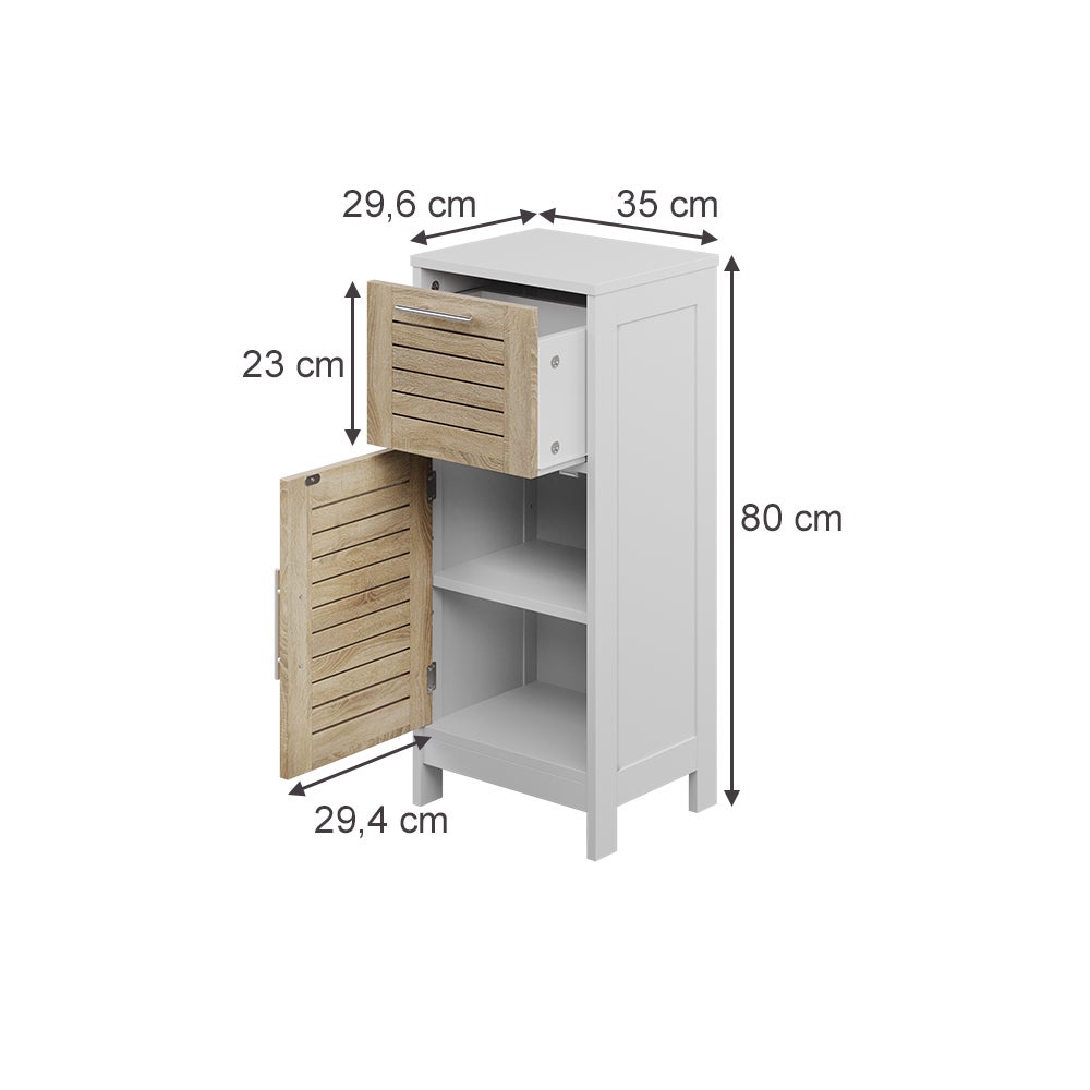 Vicco Szafka Midi Looma, Biały/dąb, 35 x 80 cm z 1 szufladą - 2