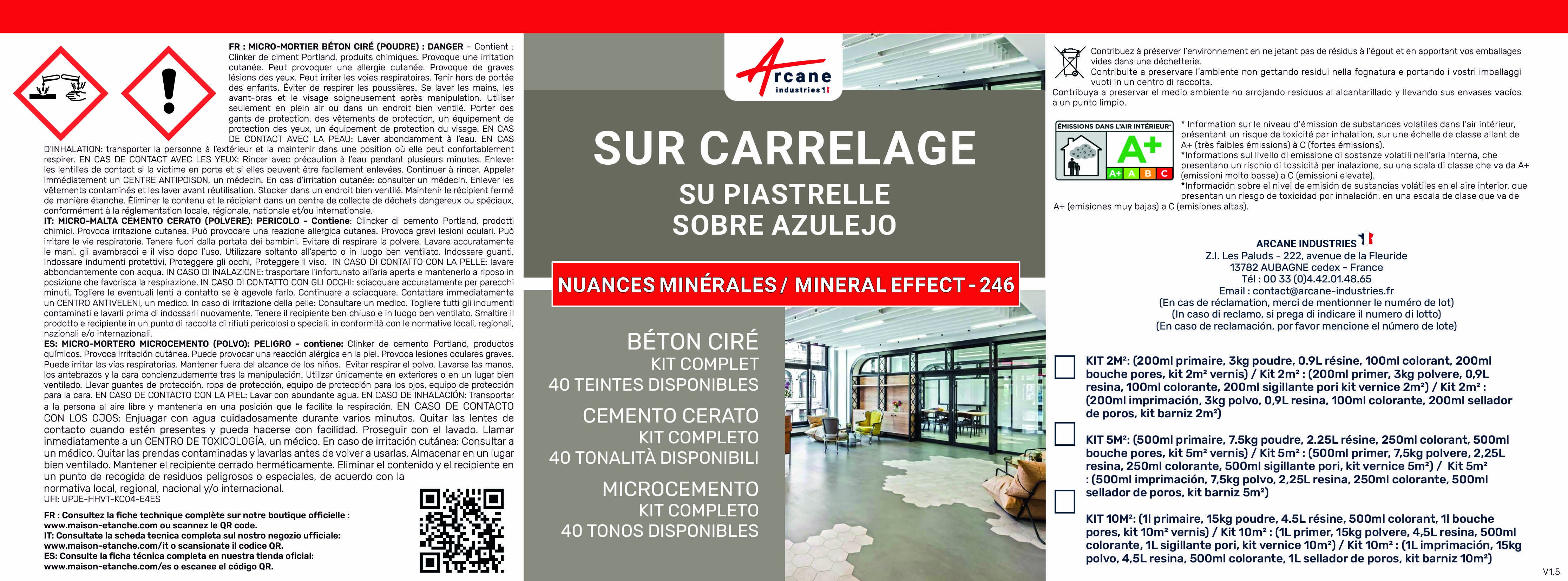 BETON CIRE CARRELAGE POUR SOLS ET MURS - KIT BETON CIRE SUR CARRELAGE - 10 m² (en 2 couches) Crème Ivoire - ARCANE INDUSTRIES - 9