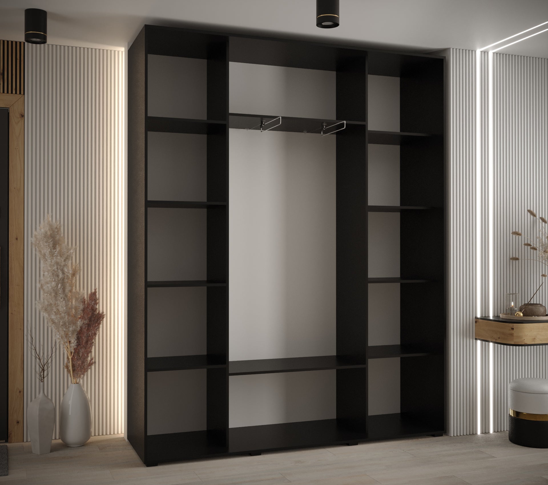 Szafa przesuwna wysoka Davos 12 200 x 45 x 235,2 cm czarny + czarny + u. czarny - Abiks Meble - 3