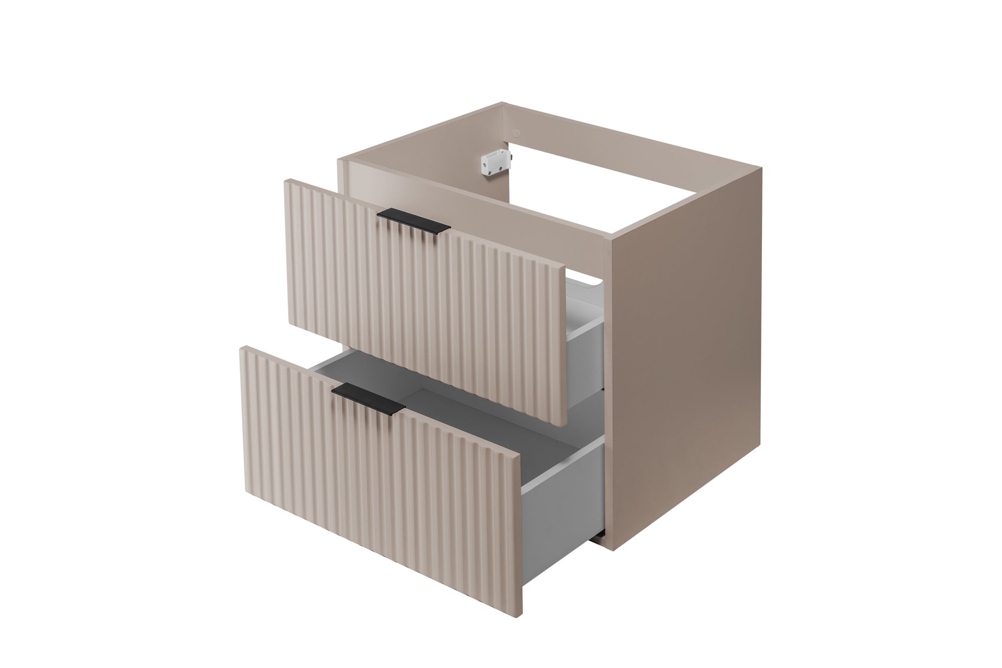 Szafka łazienkowa FLOW 100 cm kaszmir z regałami dąb craft blat ryflowany front - 3