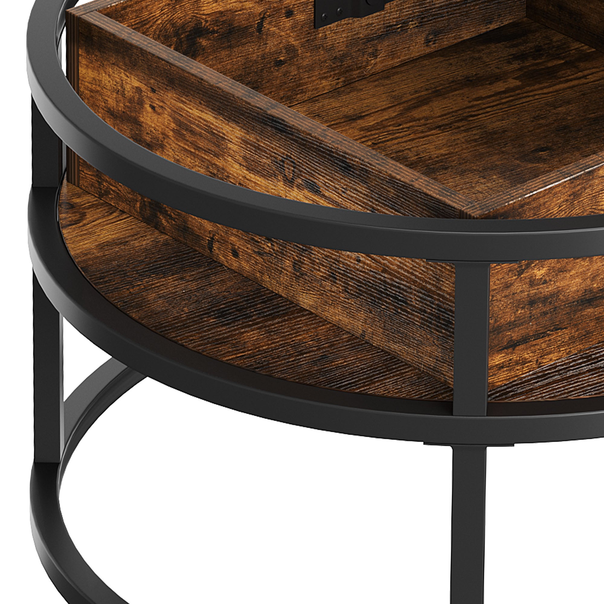 Balconera Table Basse Plateau Relevable-60x60x47cm-Marron - 9