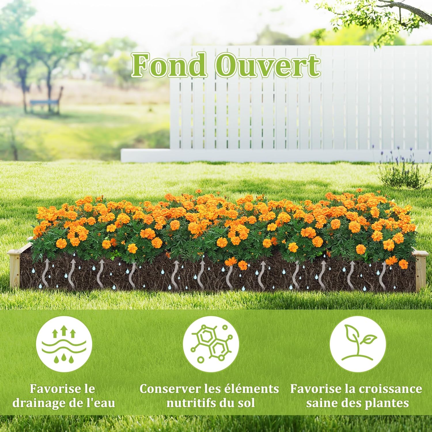 Canteiro de horta em madeira de pinho com 0,26 m³, com 2 caixas de plantação e divisórias, 1 caixa com divisórias para flores, legumes, frutas e erva - 5