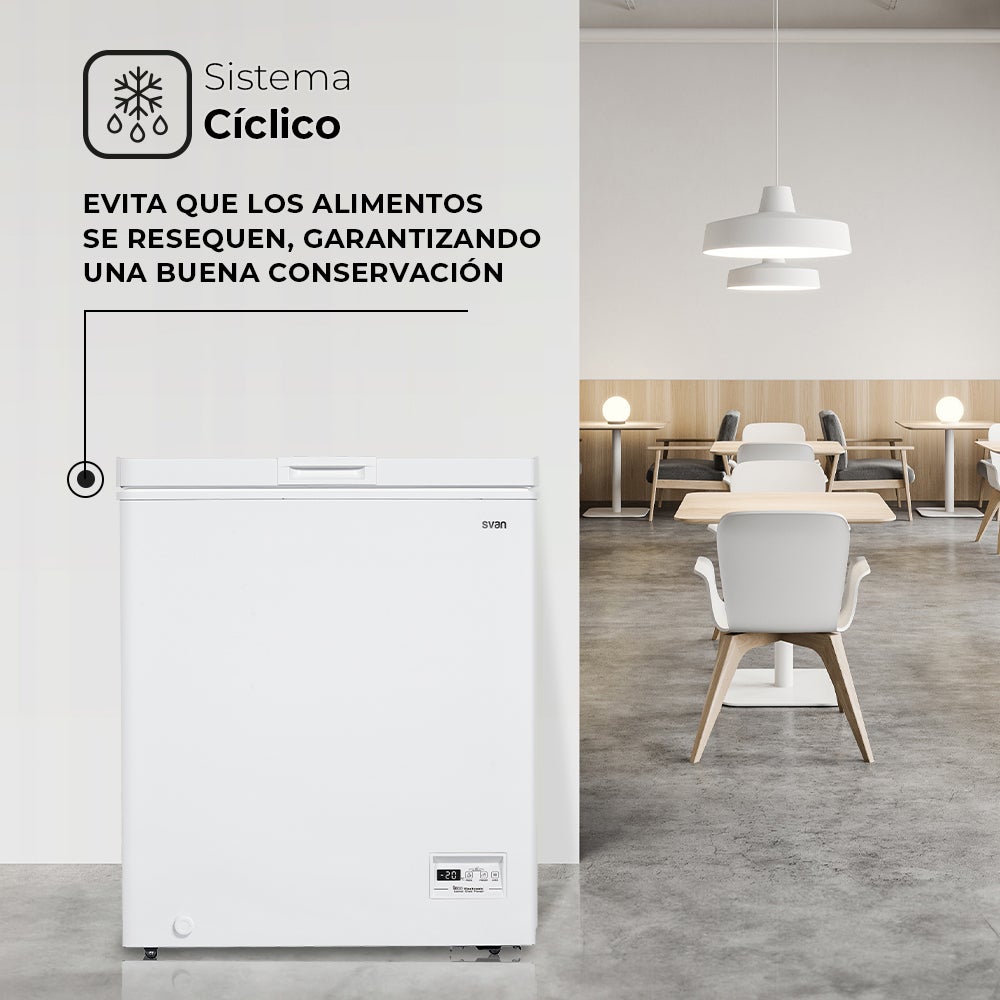 Congelador Horizontal Svan, SCH1501EDC, Capacidad 142 Litros, Dual Cooling, 1 Cesta, Bajo Nivel Sonoro, Eficiencia Energética Clase E - 8