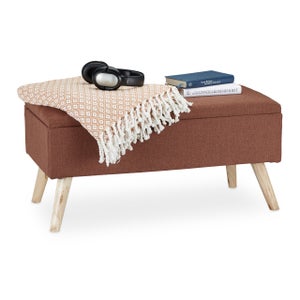 Relaxdays Banquette Coffre Rangement Velours Crème – 80 L – Siège Matelassé 2 Personnes – Pliable Et Élégante