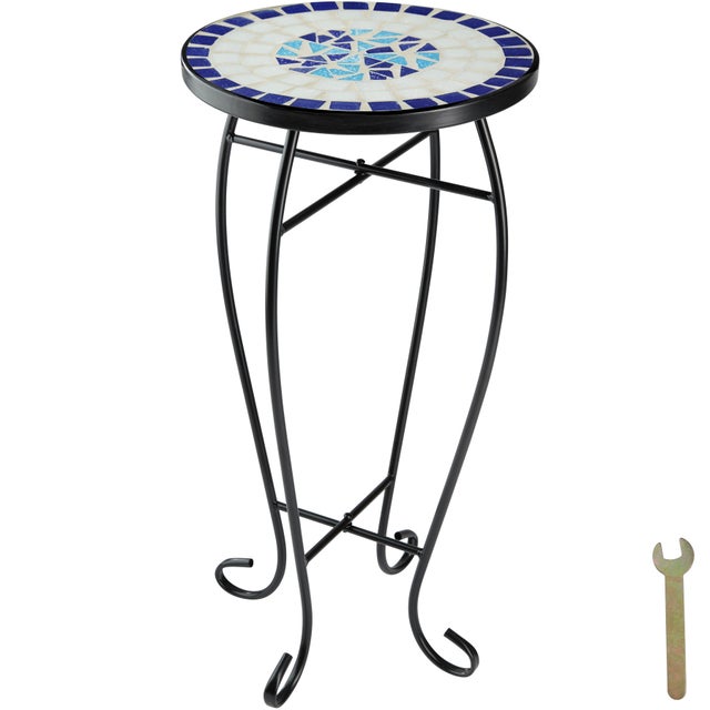Tavolo da balcone pieghevole in acciaio, mosaico e cemento, rotondo 30x30x61,5 cm TECTAKE