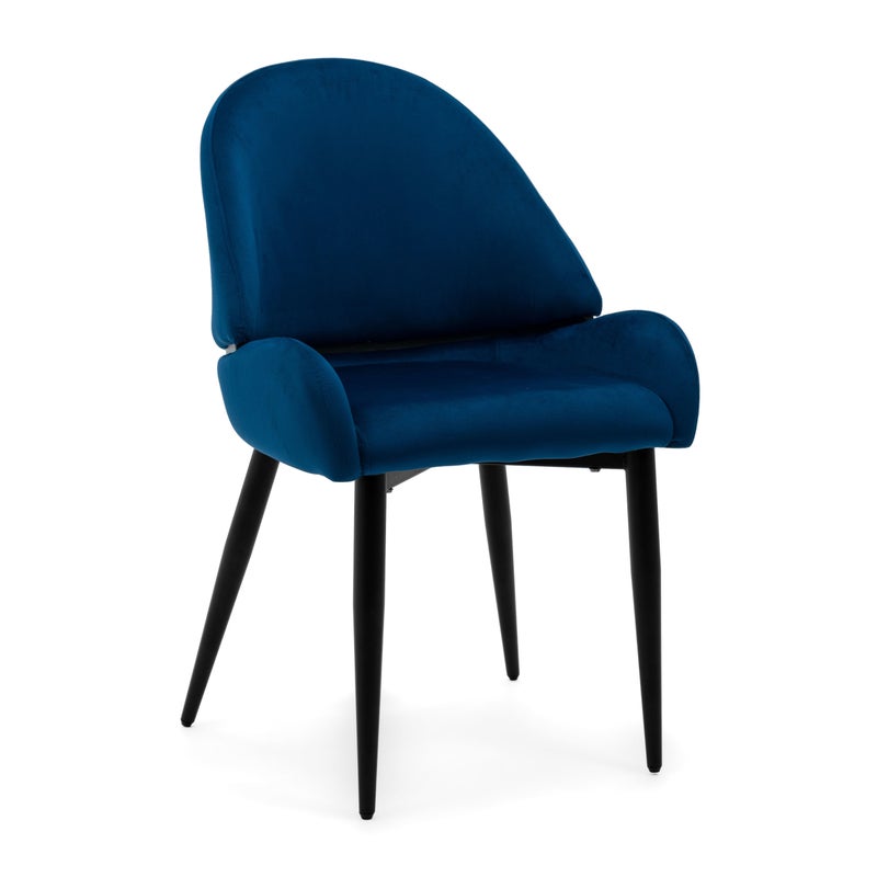 Krzesło tapicerowane welurowe do salonu jadalni BERGAMO granatowe