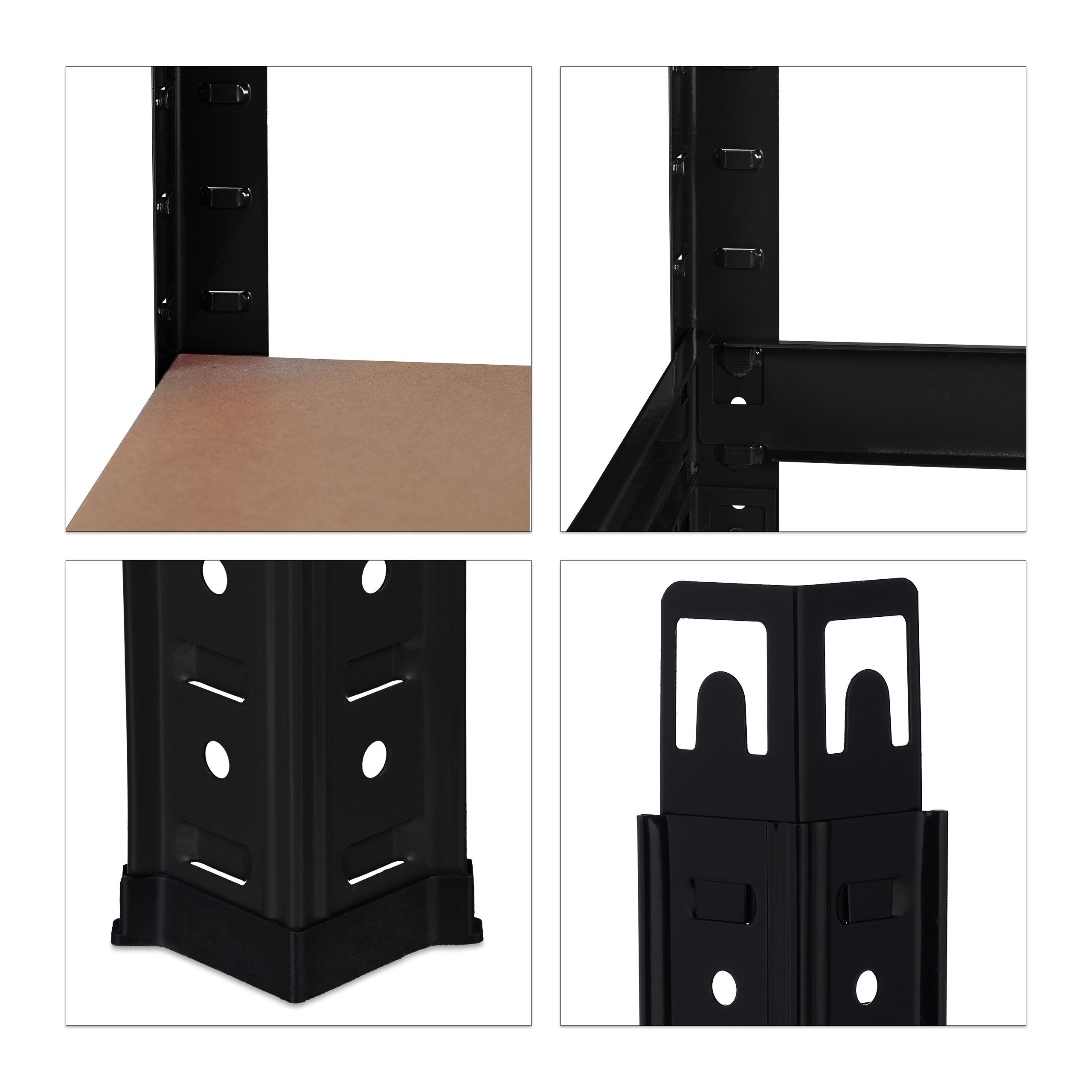 Étagère charge lourde, Meuble 5 étages à clip, Cave charge 875 kg, garage, 180x90x45 cm, acier, noir, Relaxdays - 8