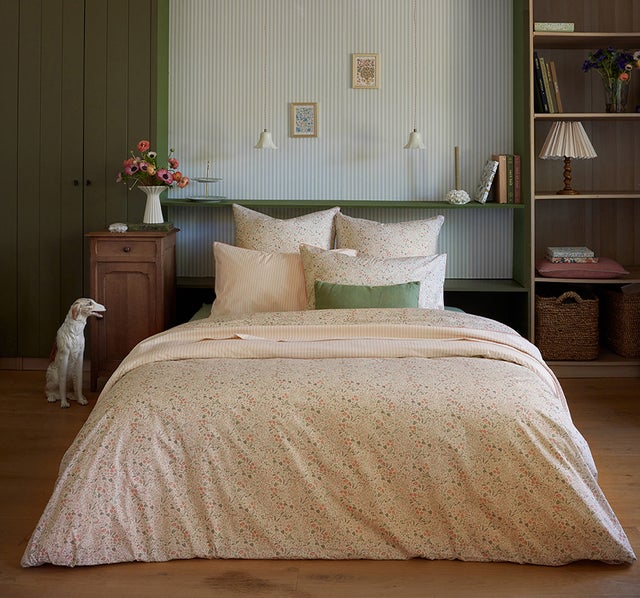 Parure de lit imprimée en percale de coton, taie d'oreiller carrée, COTTAGE