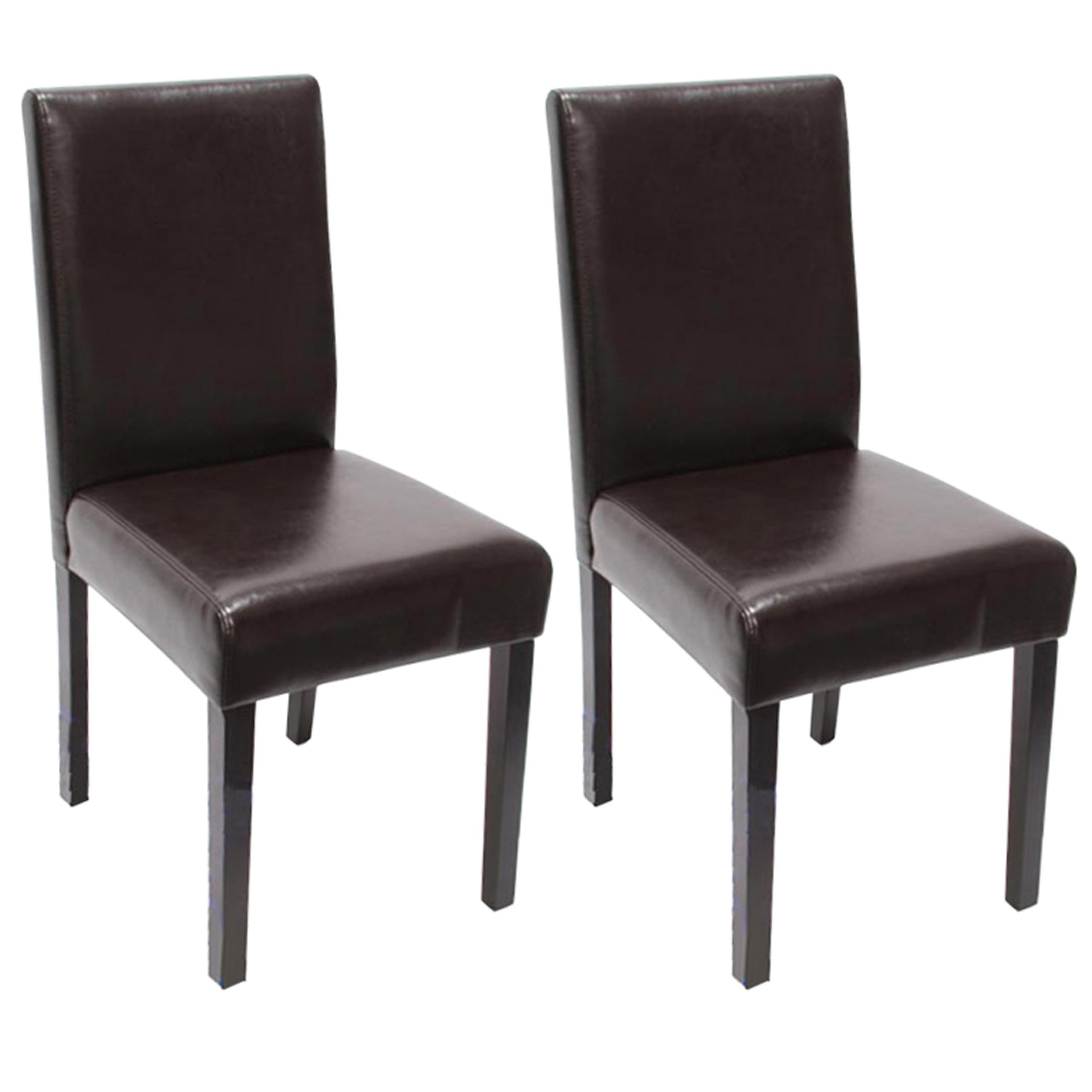 Zestaw 2 krzeseł do jadalni Krzesło kuchenne Littau ~ skóra, brązowe, ciemne nogi