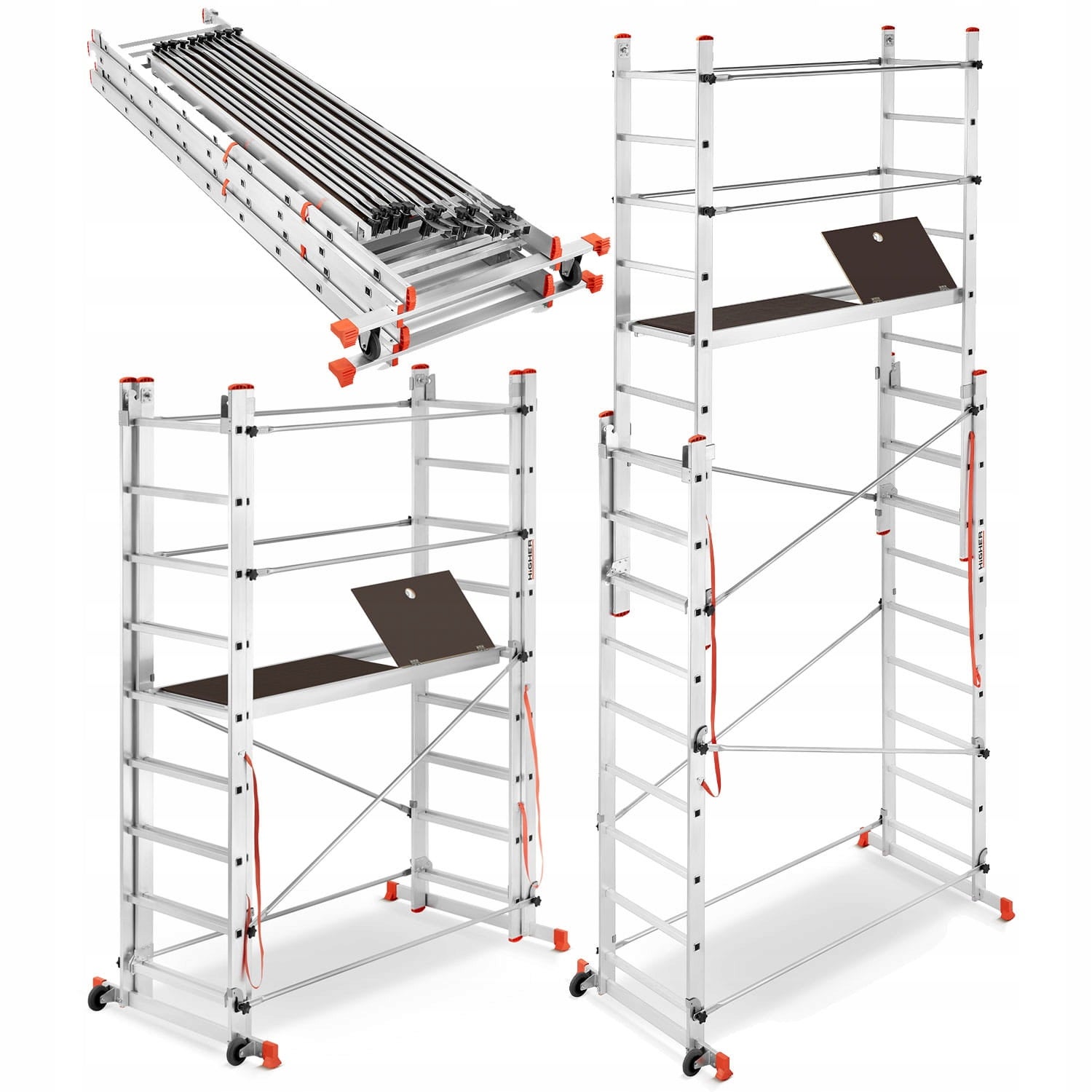 Rusztowanie aluminiowe wielofunkcyjne jezdne składane HIGHER Velly 2x7