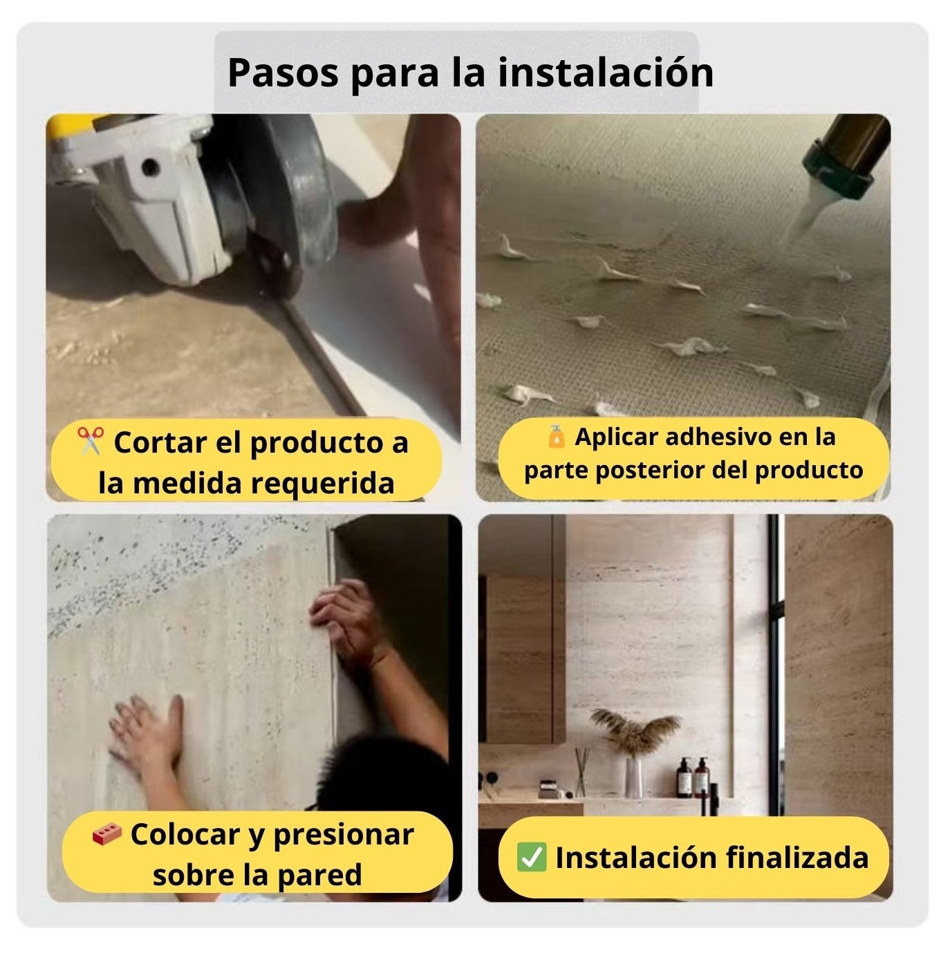 Panel mural de piedra natural flexible, efecto PIEDRA BLANCA TEXTURA, 60x120, 10 pzas (7,2 m2) - 5