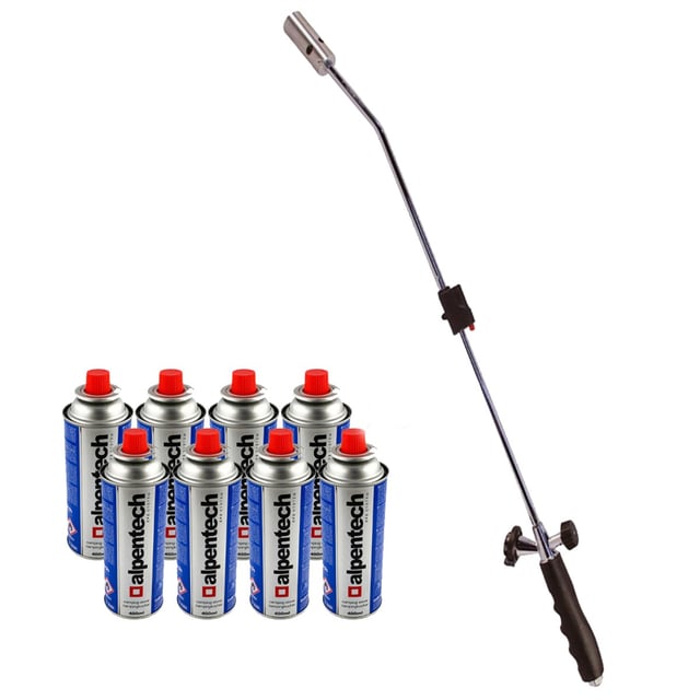 Diserbatore piezoelettrico KZ Torcia a gas da giardino + 8 ricariche Diserbatore termico Diserbatore Torcia da giardino