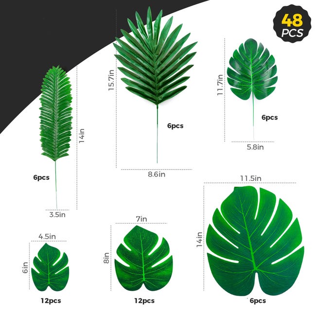 Advantez - Foglie di palma artificiali, foglie di giungla false, foglie di mostro per feste a tema tropicale, hawaiano, luau safari, confezione regalo a tema safari, 12 pezzi Advantez - Foglie di palma artificiali, foglie di giungla false, foglie di mostro per feste a tema tropicale, hawaiano, luau safari, confezione regalo a tema safari, 12 pezzi