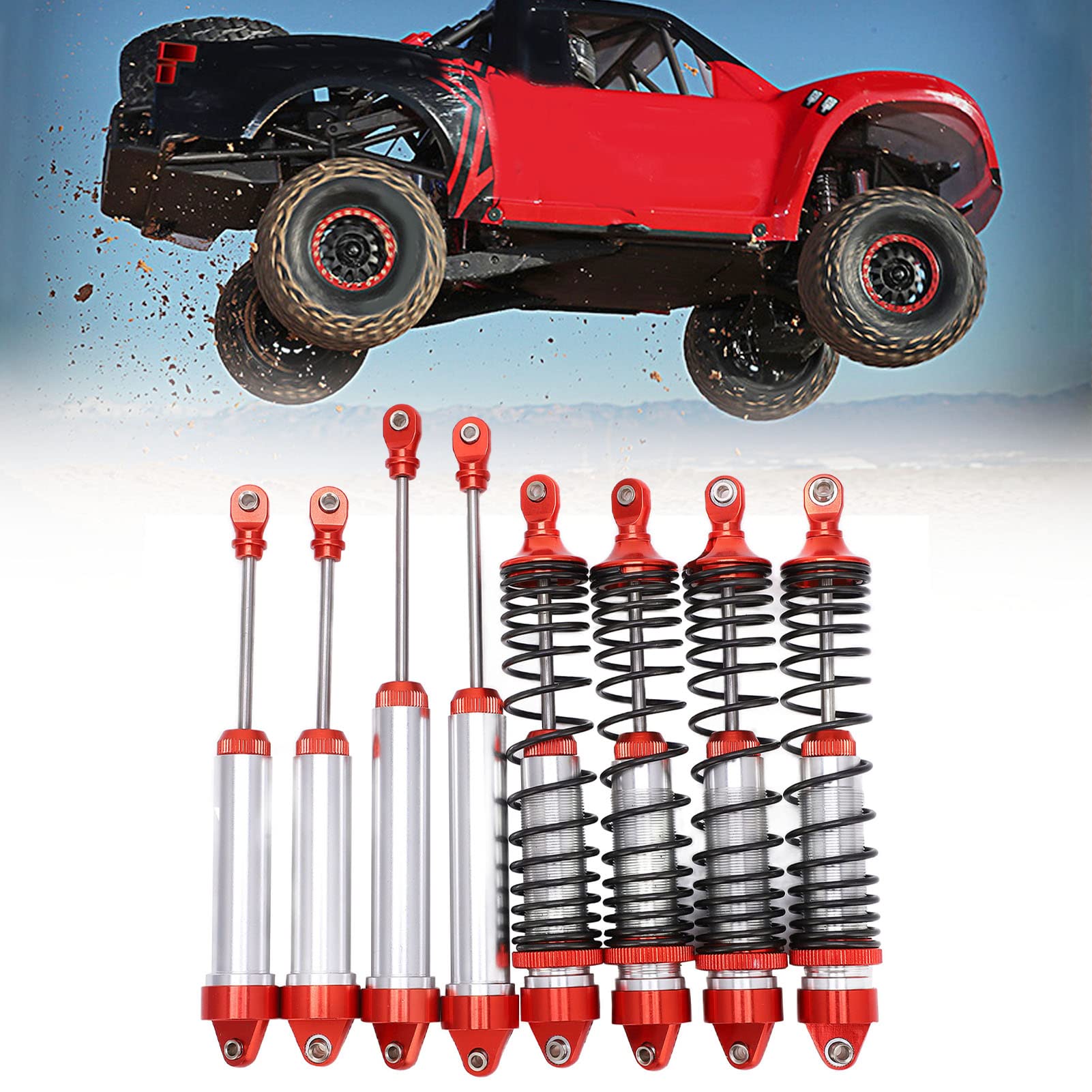 Set di ammortizzatori RC Ammortizzatore anteriore e posteriore in lega di alluminio per TRAXXAS UDR (rosso) - 4