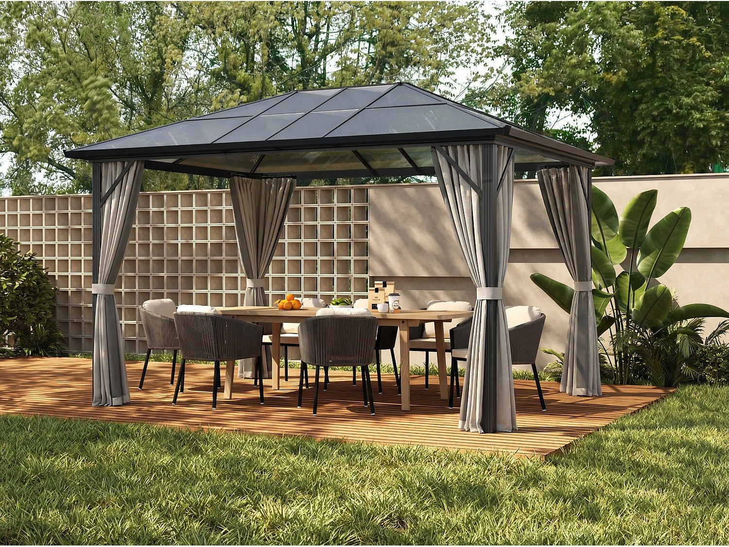 Radela Tonnelle de jardin en aluminium 3 x 3,98 m - 11,9 m² - RADELA | Leroy ...
