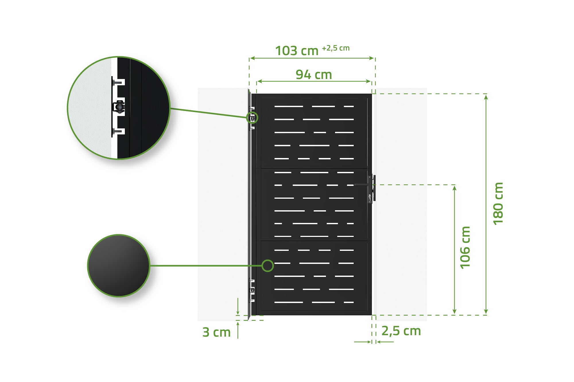 Portillon acier 1m NALI ARLBERG H.180cm Noir mat - 7
