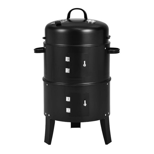 WELLHOME - Ahumador BBQ de Ø40x78cm con 2 parrillas y termómetro