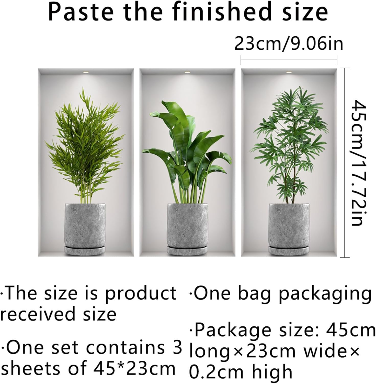 TOARTI 3 Noir Blanc Stickers Muraux Vase Autocollant Mural