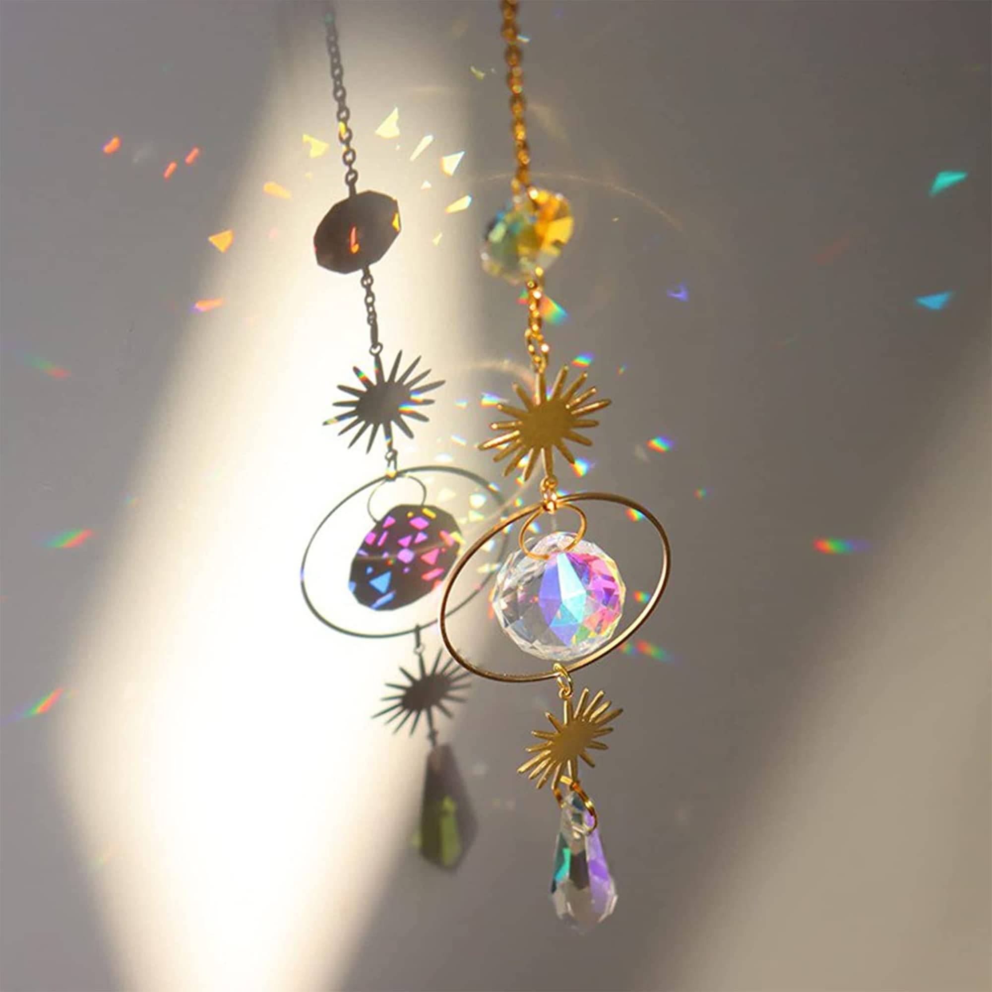 Attrape Soleil, 3pcs Attrape-Soleil en Cristal, Perle de Verre Attrape-Soleil Prisme Arc-en-Ciel en Cristal Suspendu Suncatcher Pendentif en Cristal - 3