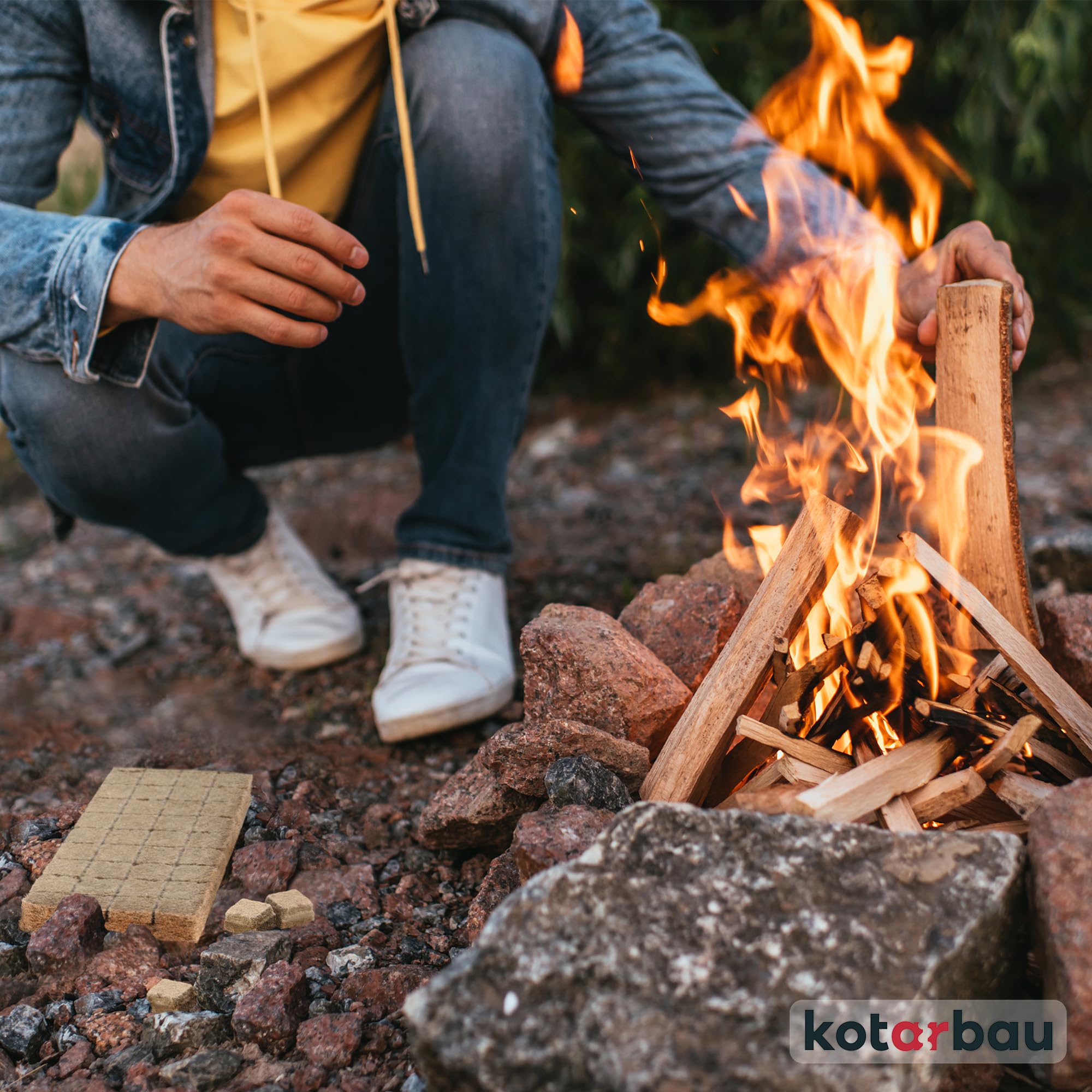 Confezione da 400 Cubi Accendifuoco - Lana di legno - 25 x 8 x 13 cm - Naturale - Accendifuoco per Barbecue - KOTARBAU - 2