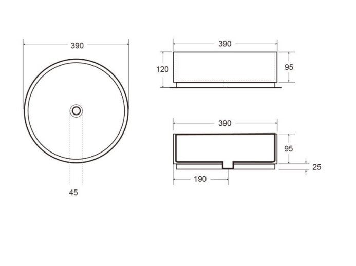 Vasque à poser Infinitio 39 x 39 x 12 cm sans trop-plein, blanc mat (SATINF3939M) - 4
