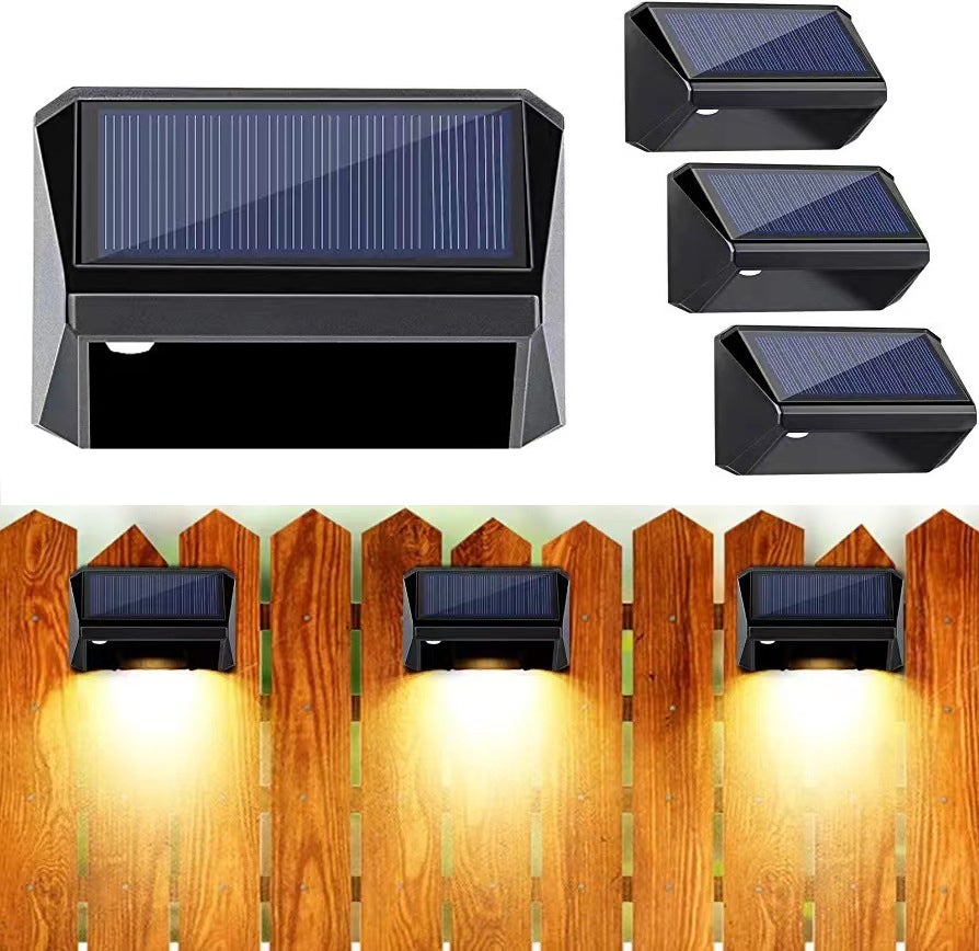 Zestaw 4 solarnych lamp na ogrodzenie, wielokolorowe z 4 trybami oświetlenia, wodoodporne lampy solarne na patio, podwórko, taras, ścianę
