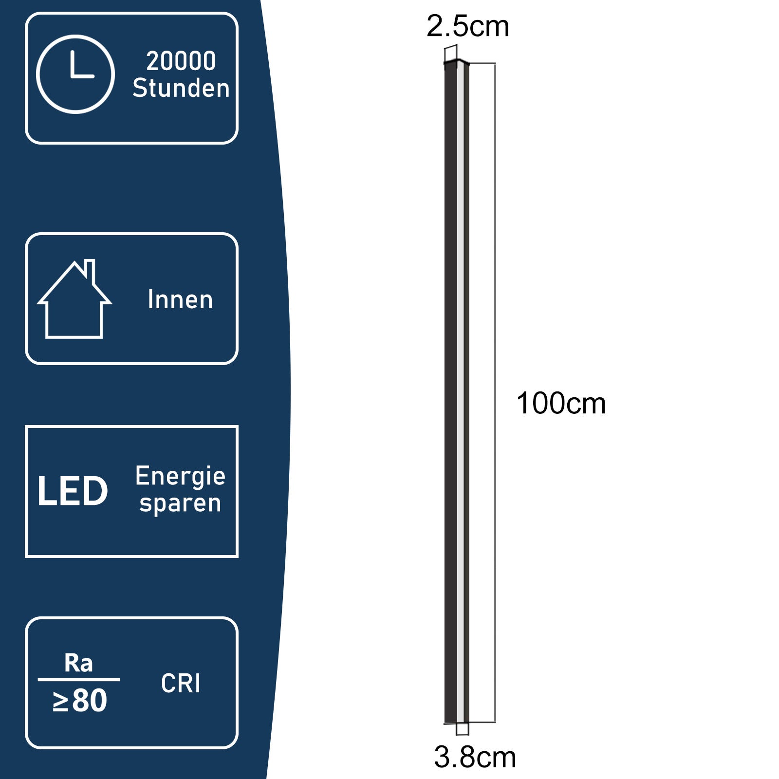 Nettlife Nowoczesny Kinkiet LED 100cm 15W, Ściemniany z Pilotem, Regulacja Barwy Światła (3000K-6500K), Lampa Góra-Dół, Czarny - 8