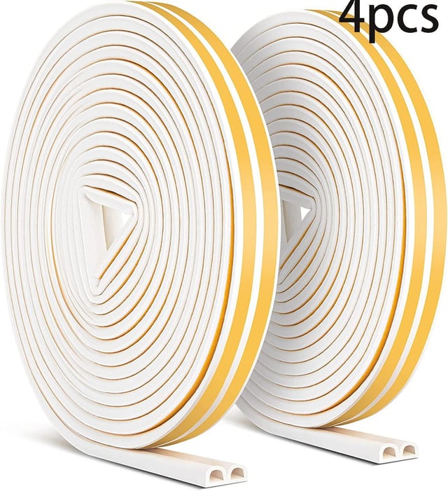24m Bande de Joint, Auto-adhésif Anticollision Joint de Porte, Joint d'étanchéité de Porte et Fenêtre pour Anti-intempéries/isolation acoustique - 9mm