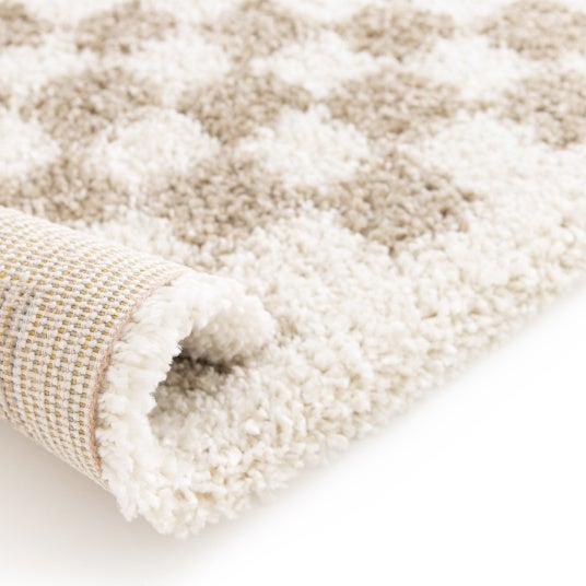 Tapis damier à poils longs - Colorama - Beige rétro - 80 x 150 cm - 4