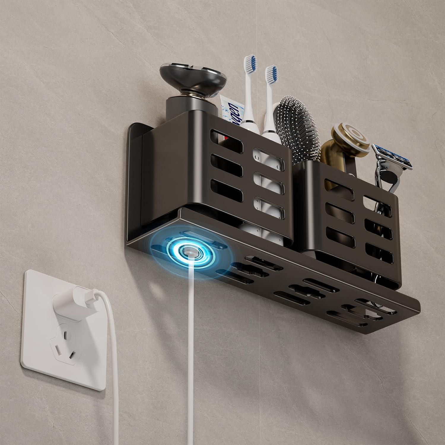Porte-Brosse à Dents Autocollant en Aluminium Noir adapté au Rangement dans la Salle de Bain des brosses à Dents, du Dentifrice, des Peignes, etc. - 3