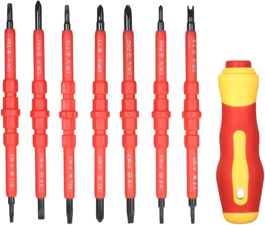Isolé tournevis électricien 1000V Set Conseils magnétiques interchangeables Outils de réparation électrique Kit Boîte de 13pcs