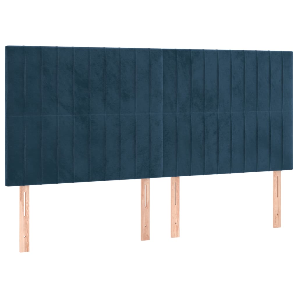 Testiera per letto   decorazione murale 4 pz blu scuro 80x5x78/88 cm in velluto cfw79296 cfw79296