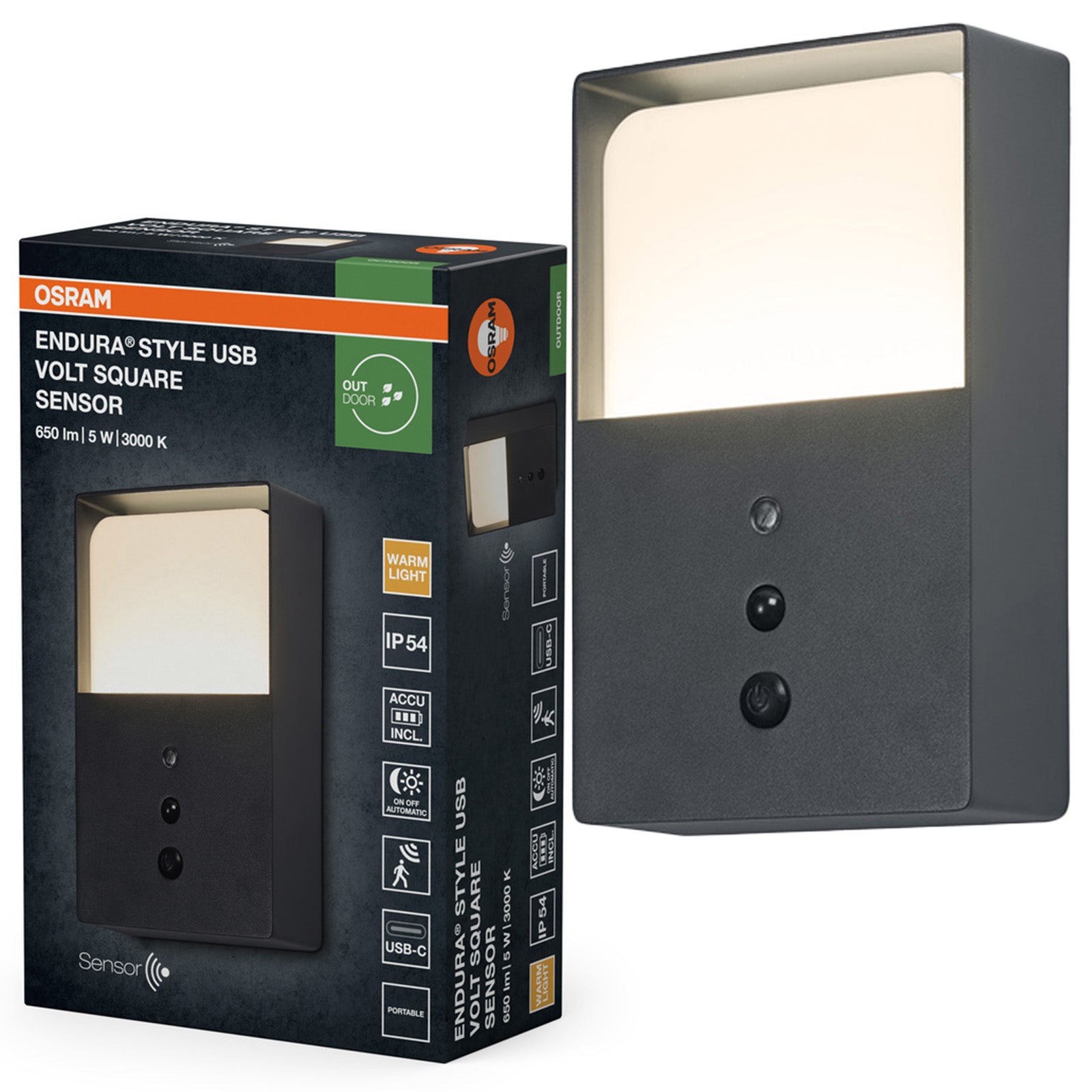 Kinkiet Ogrodowy Osram Lampa Elewacyjna Zewnętrzna LED z Czujnikiem Ruchu i Zmierzchu 5W 350lm 3000K Ciepła biel Ściemnialna Szary IP54 1 szt.
