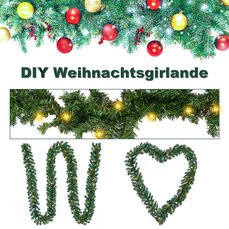 Guirlanda de Natal da Noëll Coroa decorativa luminosa integrada com iluminação 5 metros de cor verde equipada com 100 lâmpadas LED - 4
