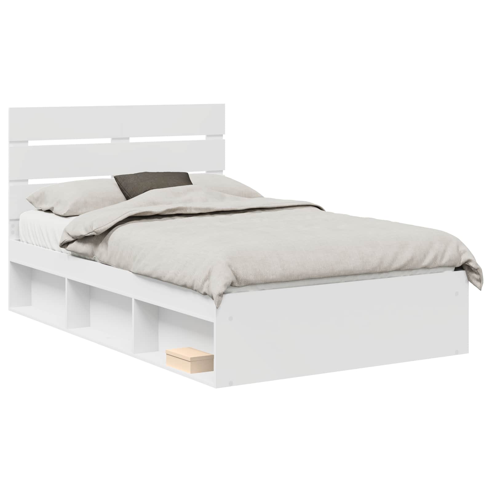 Cadre de lit blanc 120 x 190 cm bois de pin massif - 2