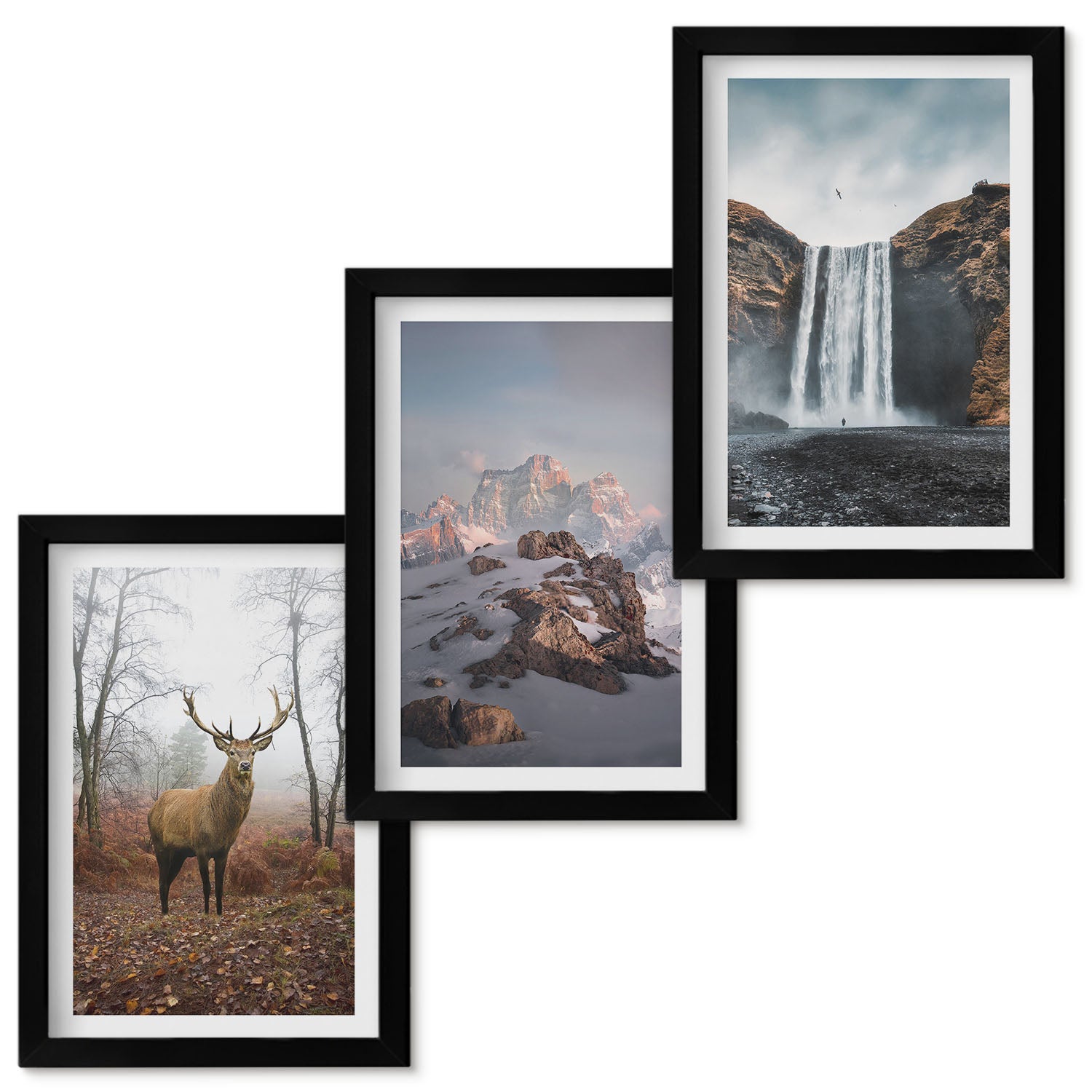 Ensemble de tableaux encadrés - 3 parties | paysages naturels sauvages ...