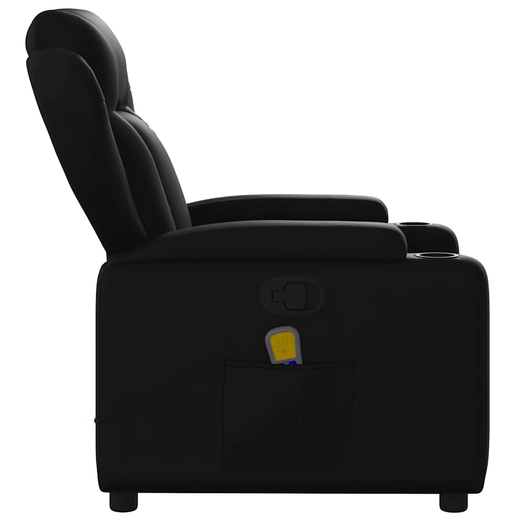 Fauteuil de Salon，Chaise，Fauteuil de massage inclinable noir similicuir - 8