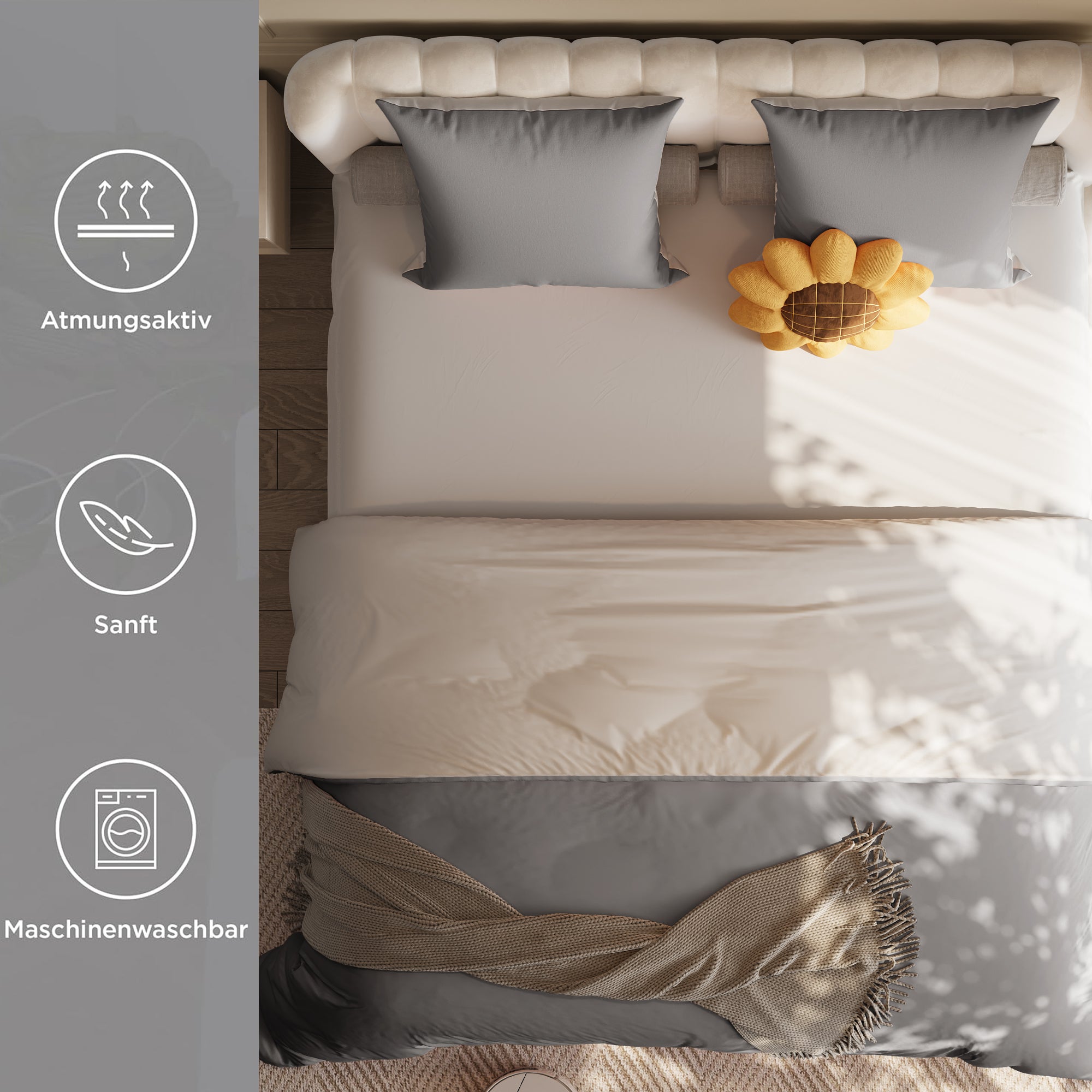 Parure gris foncé gris clair 140x210 cm - 3