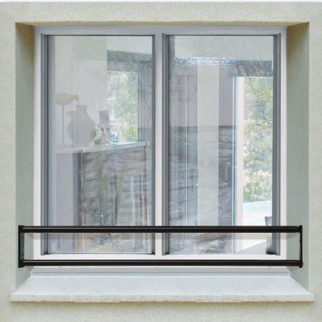 Barre d’appui 2 lisses - Fenêtre 130 cm (cote tableau) – Acier rectangulaire 20 x 40 mm – Prépeinte noir – Fixation Platine fixe