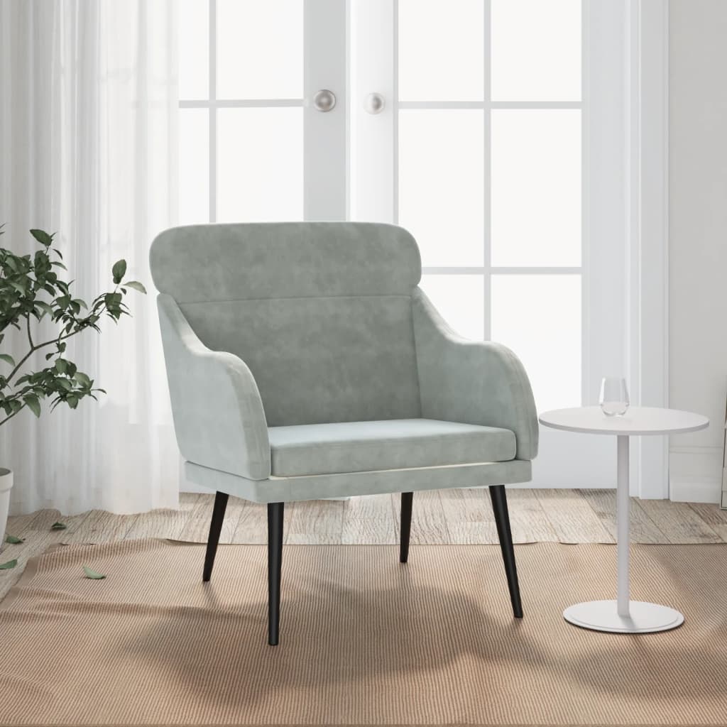 Fotel, jasnoszary, 63x76x80 cm, obity aksamitem vidaXL
