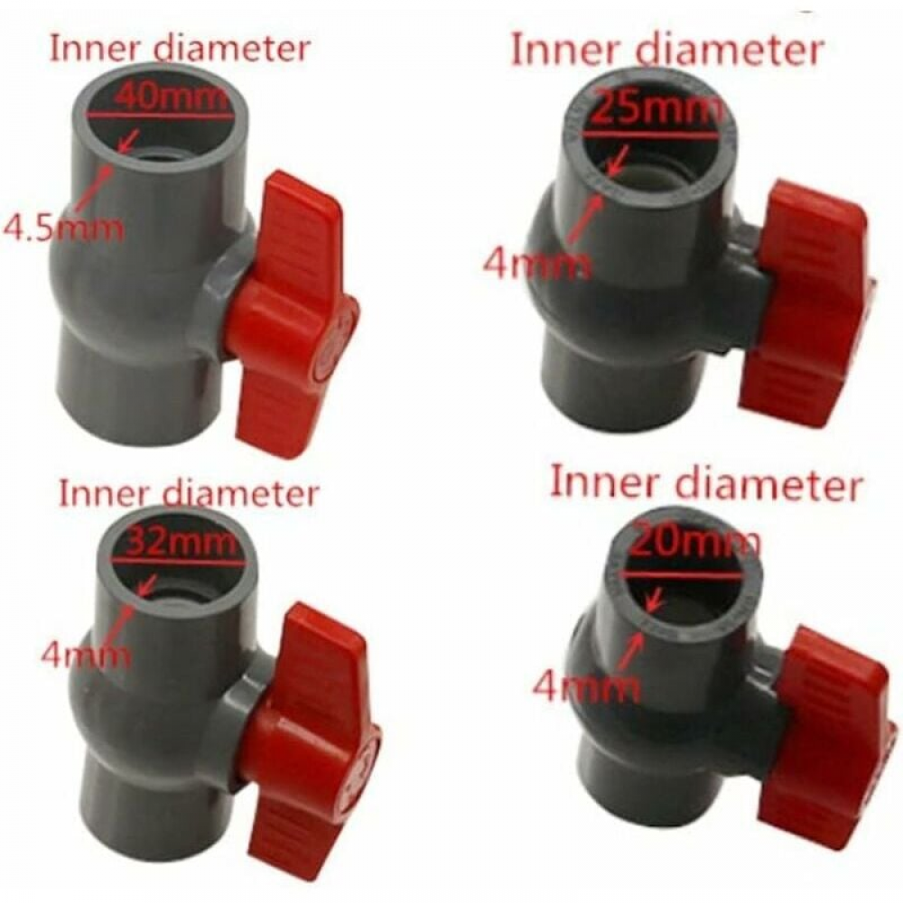 Robinet à Boisseau Sphérique PVC 40mm + 32mm Avec Connecteur Tuyau - Vanne Arrêt Piscine