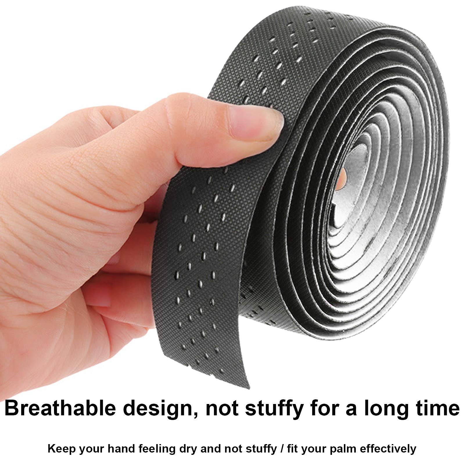 1 paire de rubans de guidon de vélo de route avec texture antidérapante, accessoire de cyclisme (noir et blanc) - 4