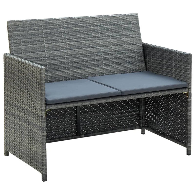 2-osobowa sofa ogrodowa z poduszkami, polirattan, szara vidaXL