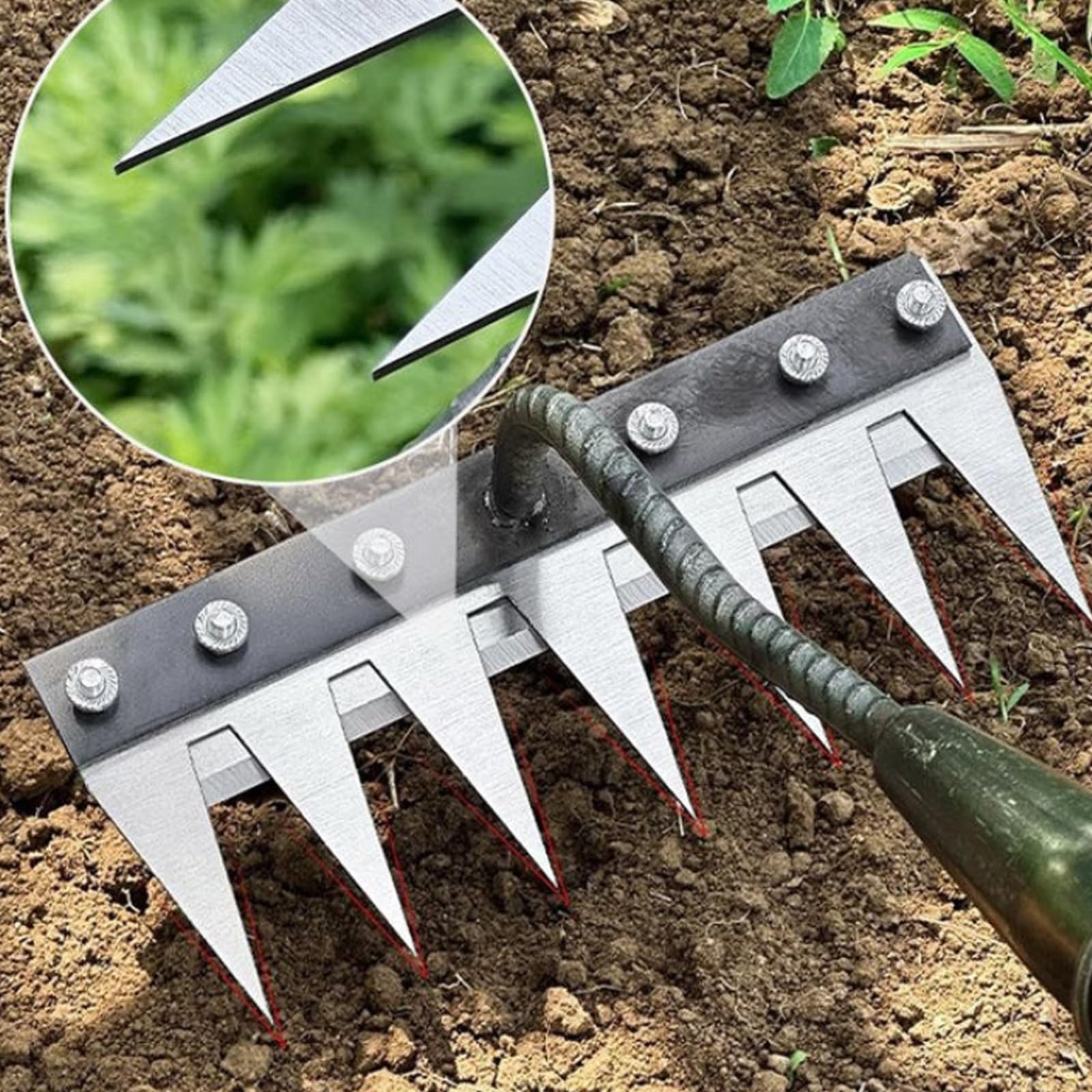 RASTRELLO HEAD 16 DENTI Prato Rastrello Giardino Testa In - Foto 9