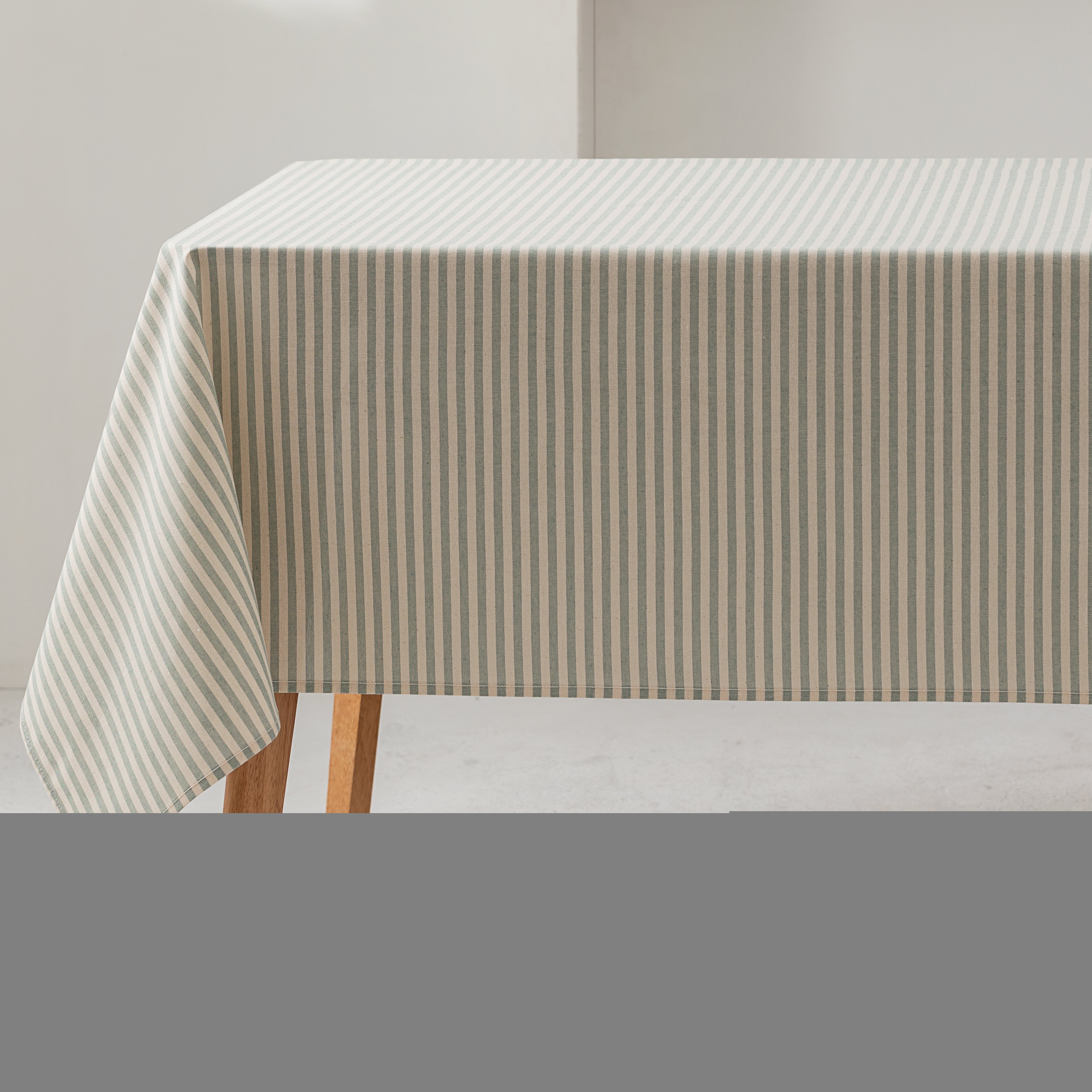 Mantel antimanchas cuadrado rayas finas agua impermeable tacto tela 100% algodón interior y exterior 140x140 cm