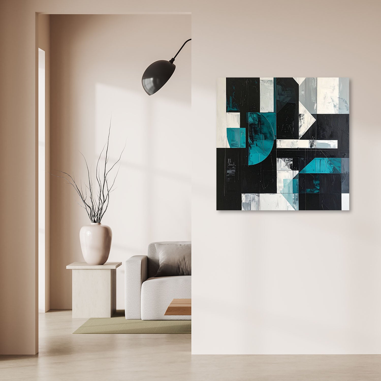 Obraz do salonu biura kuchni, Geometryczne kształty turkusowy czarny 40x40 - 2