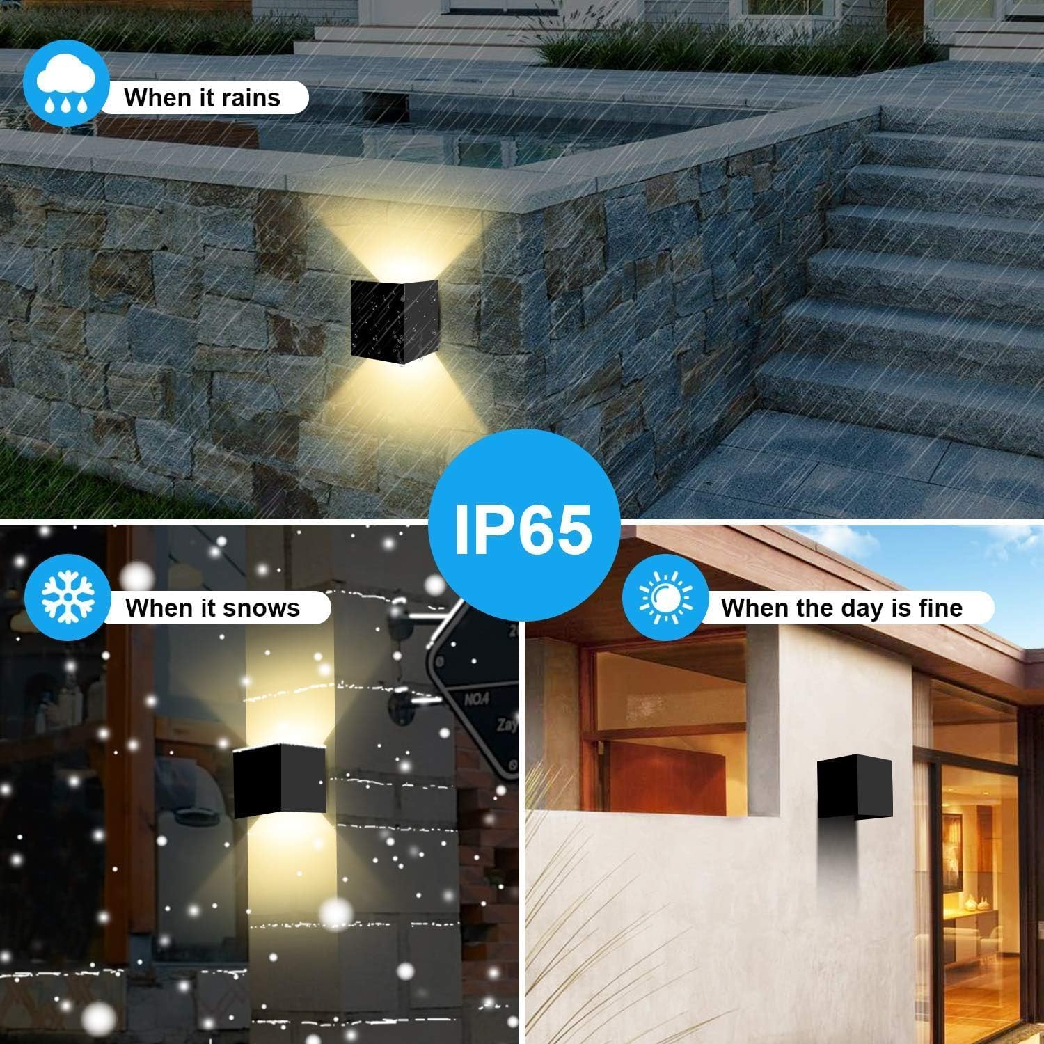 4 Pack Applique Murale Interieur/Exterieur 12W Avec Angle de Faisceau Réglable LED 3000K Blanc Chaud,Noir - 6