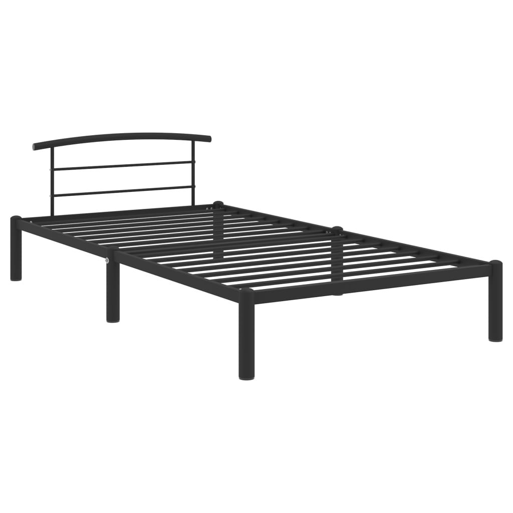 Łóżko Metalowe Czarne Rama Łóżka Ze Stelażem Do Sypialni Pokoju 90 x 200 cm