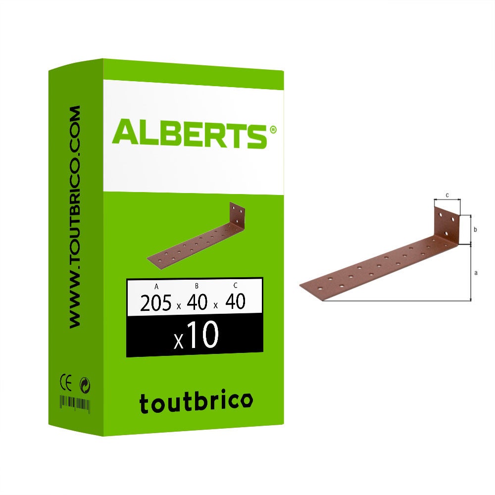 Boite 10 équerres à beton 205 x 40 x 40mm brun rouille Duravis ...